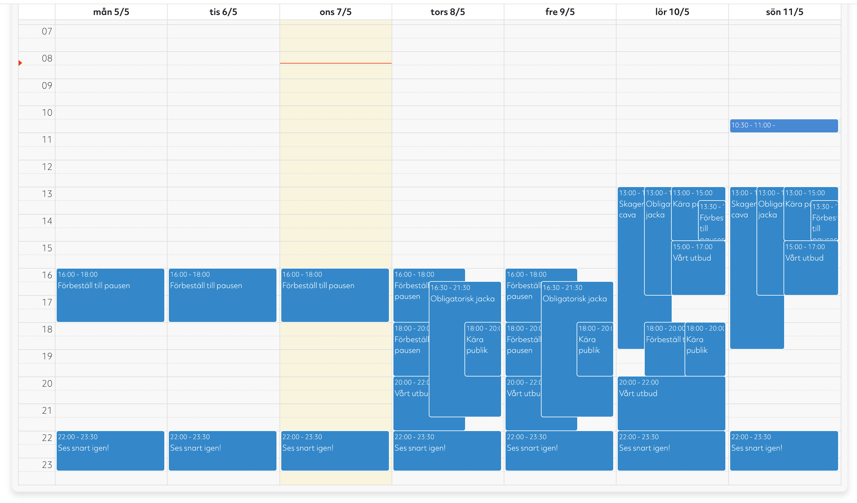 Spellistor i kalender-vy
