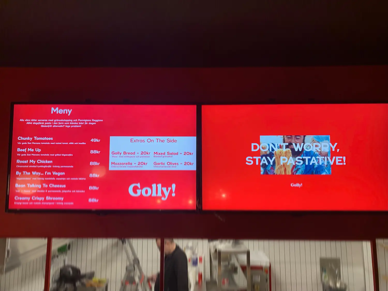Digitala menytavlor hos Golly Pasta