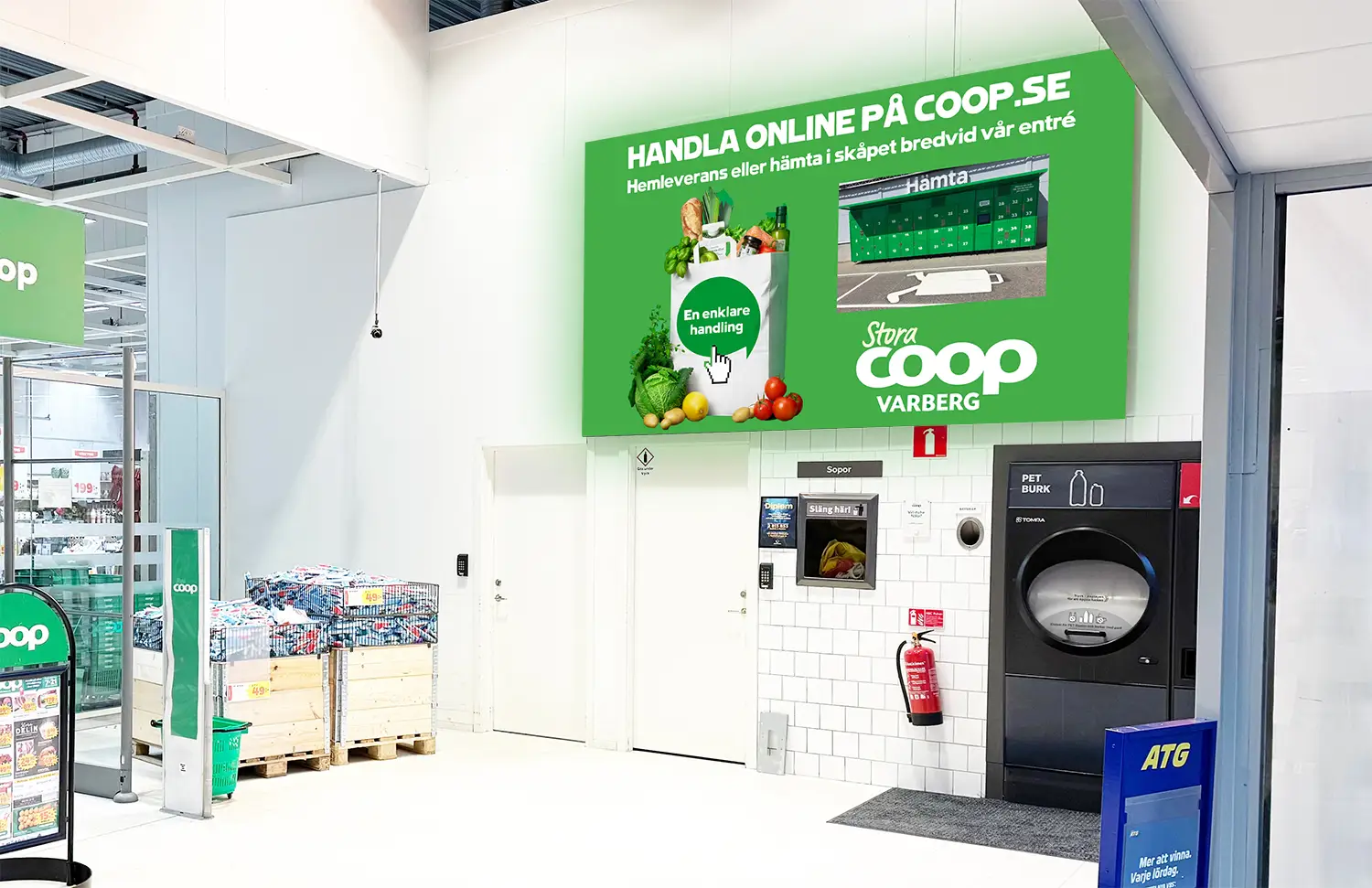 Stor inomhus LED-skärm på Stora Coop Varberg